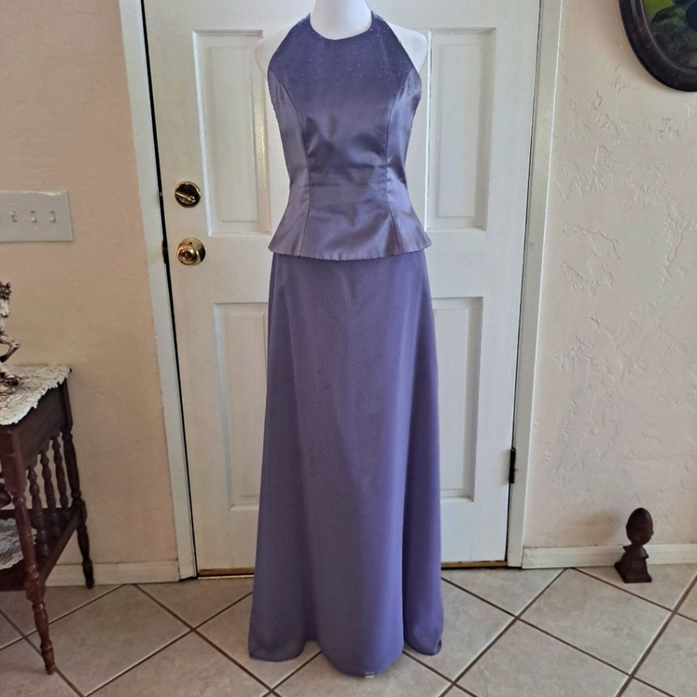 Formal 2 Piece Halter and Skirt Lavender Size 8 Flaws Y2K